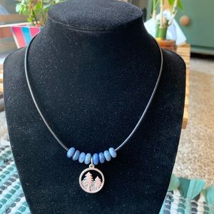 Dumortierite stone beaded necklace